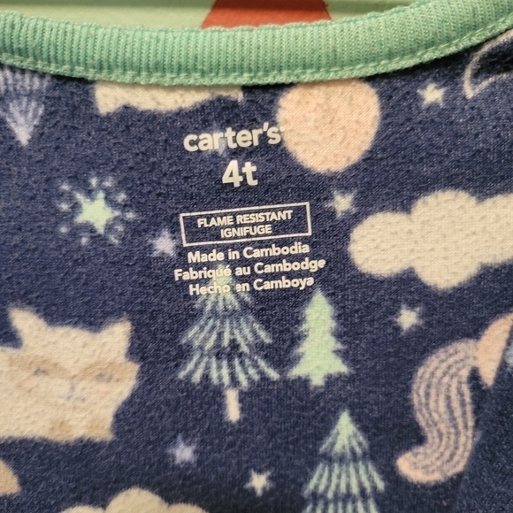 Carter's Girl's Footie Pajamas Blue Winter Wonderland Side Zip Size 4T - Picture 6 of 7